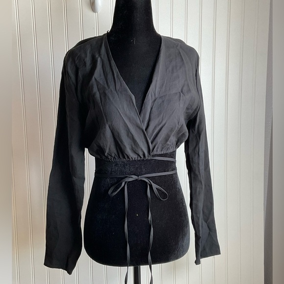 Zara Surplice Cropped Shirt - Picture 1 of 6